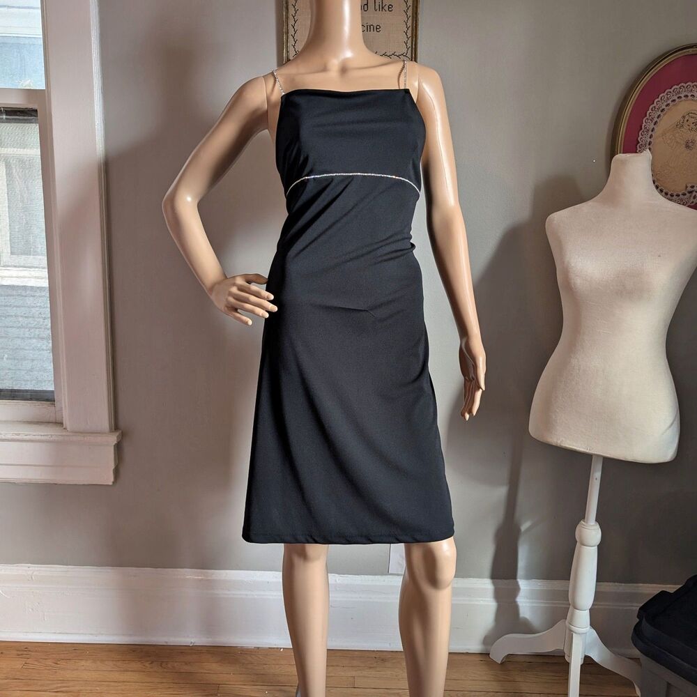Vintage 90s Express Mini Dress Formal Cocktail Empire Waist Rhinestone Size 11